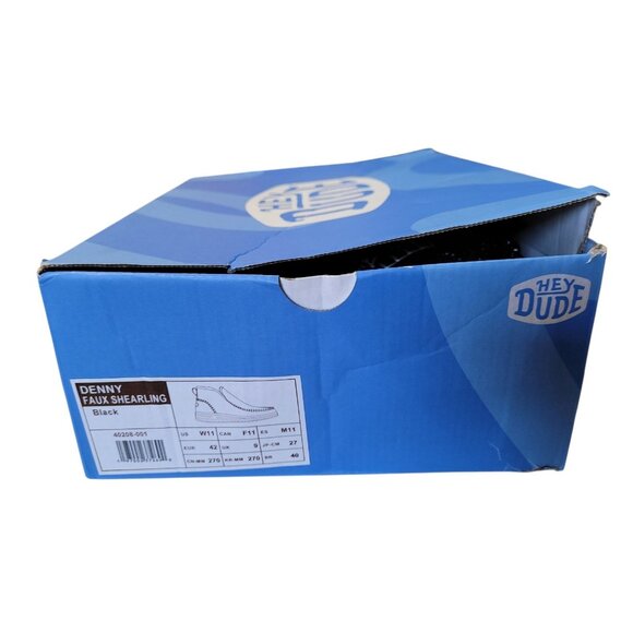 Hey Dude Denny Wool Faux Shearling Boot Black Slip On Comfy Ankle Womens Size 11 - Picture 8 of 8